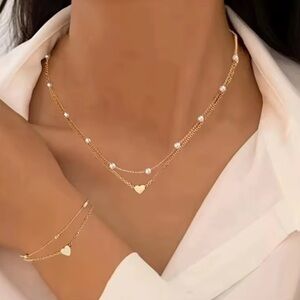 NEW Cœur Lumière Pearl Necklace & Bracelet Set